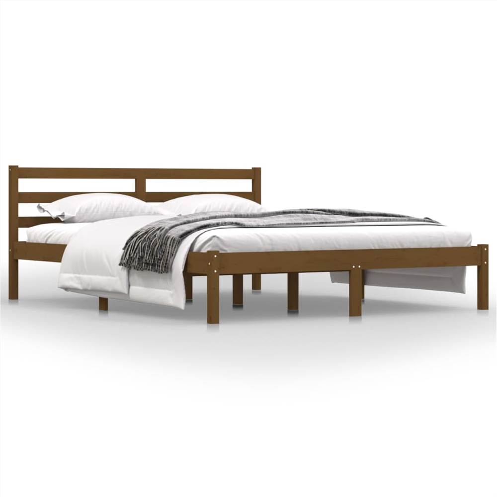 Bed Frame Solid Wood Pine 160x200 cm Honey Brown 5FT King Size