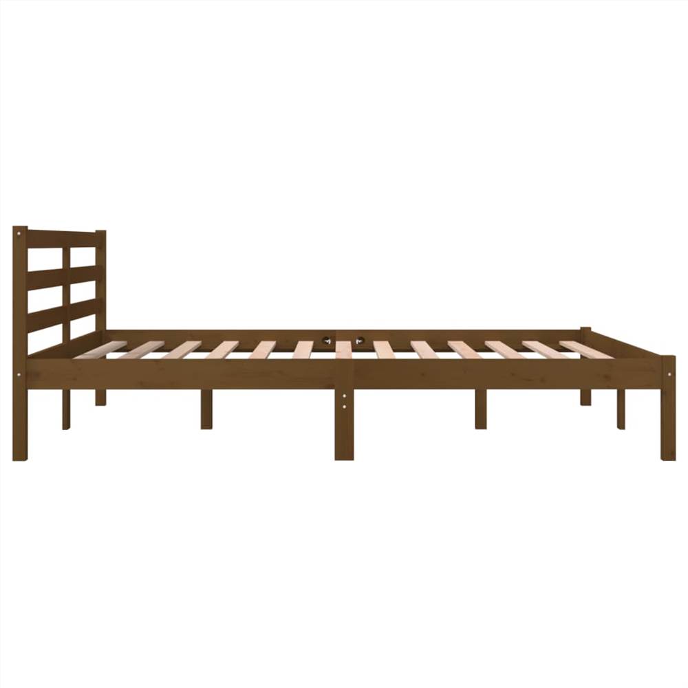 Bed Frame Solid Wood Pine 160x200 cm Honey Brown 5FT King Size