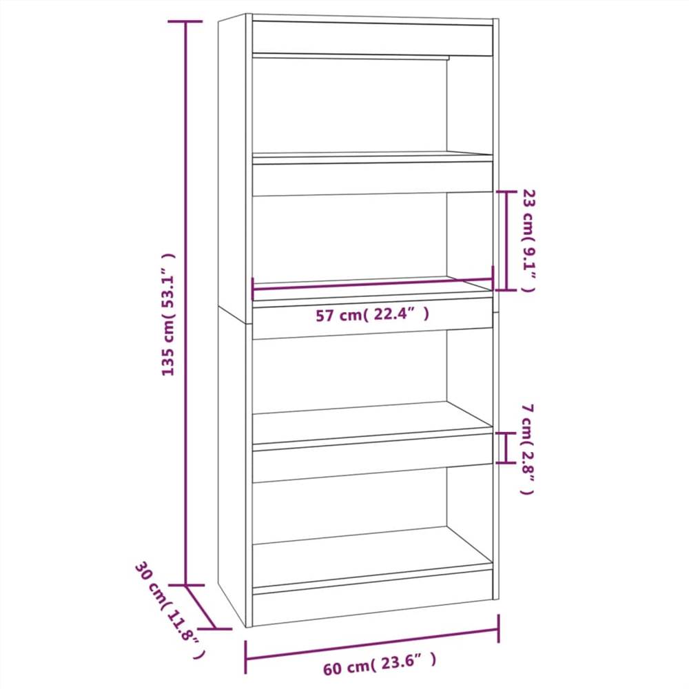 Book Cabinet/Room Divider Concrete Grey 60x30x135 cm Engineered Wood