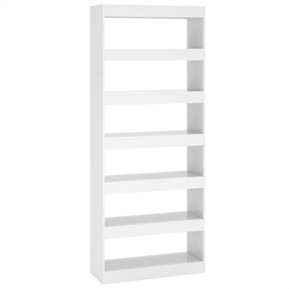 Book Cabinet/Room Divider High Gloss White 80x30x198 cm Chipboard