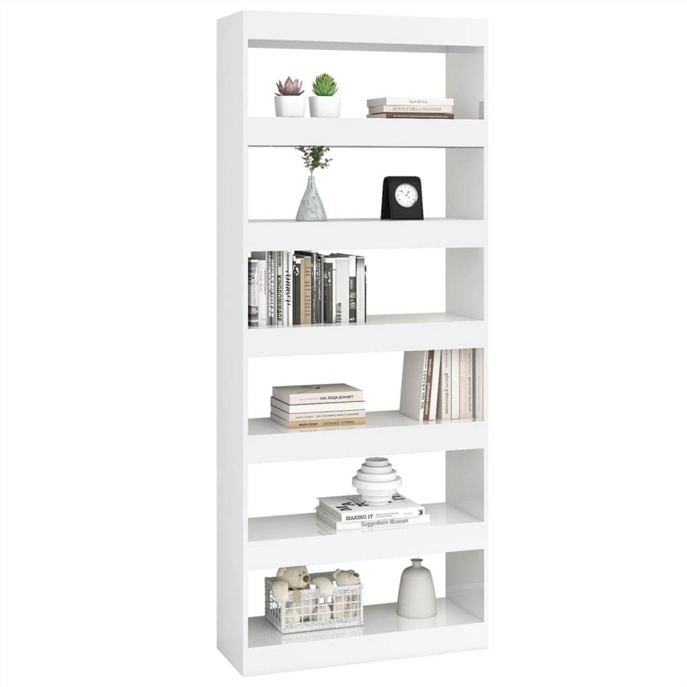 Book Cabinet/Room Divider High Gloss White 80x30x198 cm Chipboard