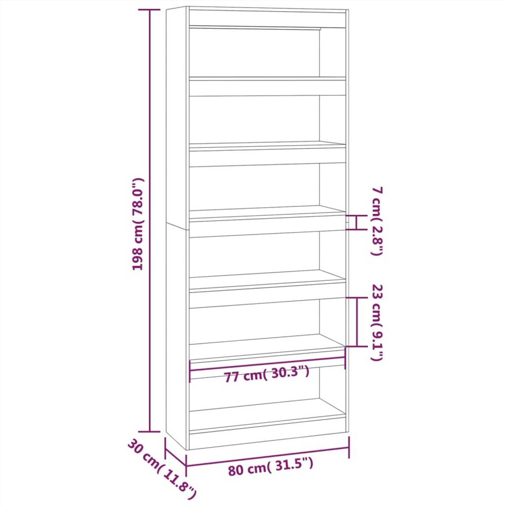 Book Cabinet/Room Divider High Gloss White 80x30x198 cm Chipboard