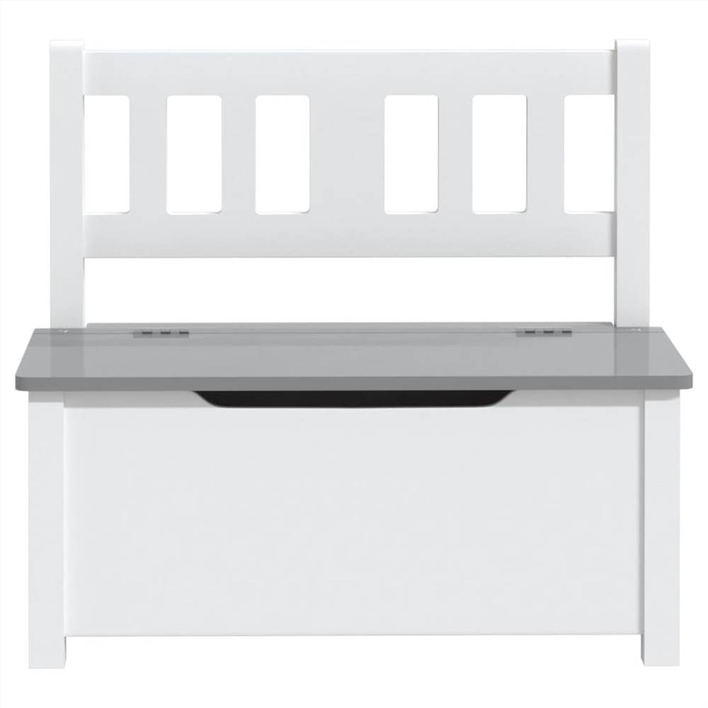 Children Storage Bench White and Grey 60x30x55 cm MDF