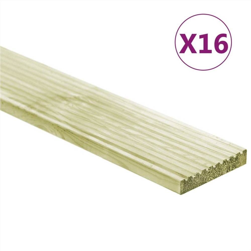 

Decking Boards 16 pcs 2.32 m² 1m Impregnated Solid Wood Pine
