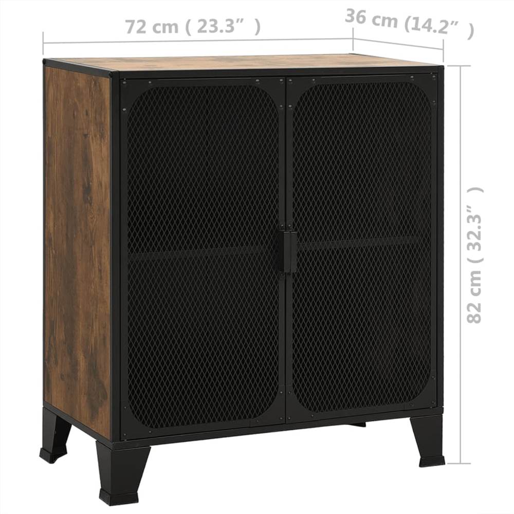 Storage Cabinets 2 pcs Rustic Brown 72x36x82 cm Metal and MDF