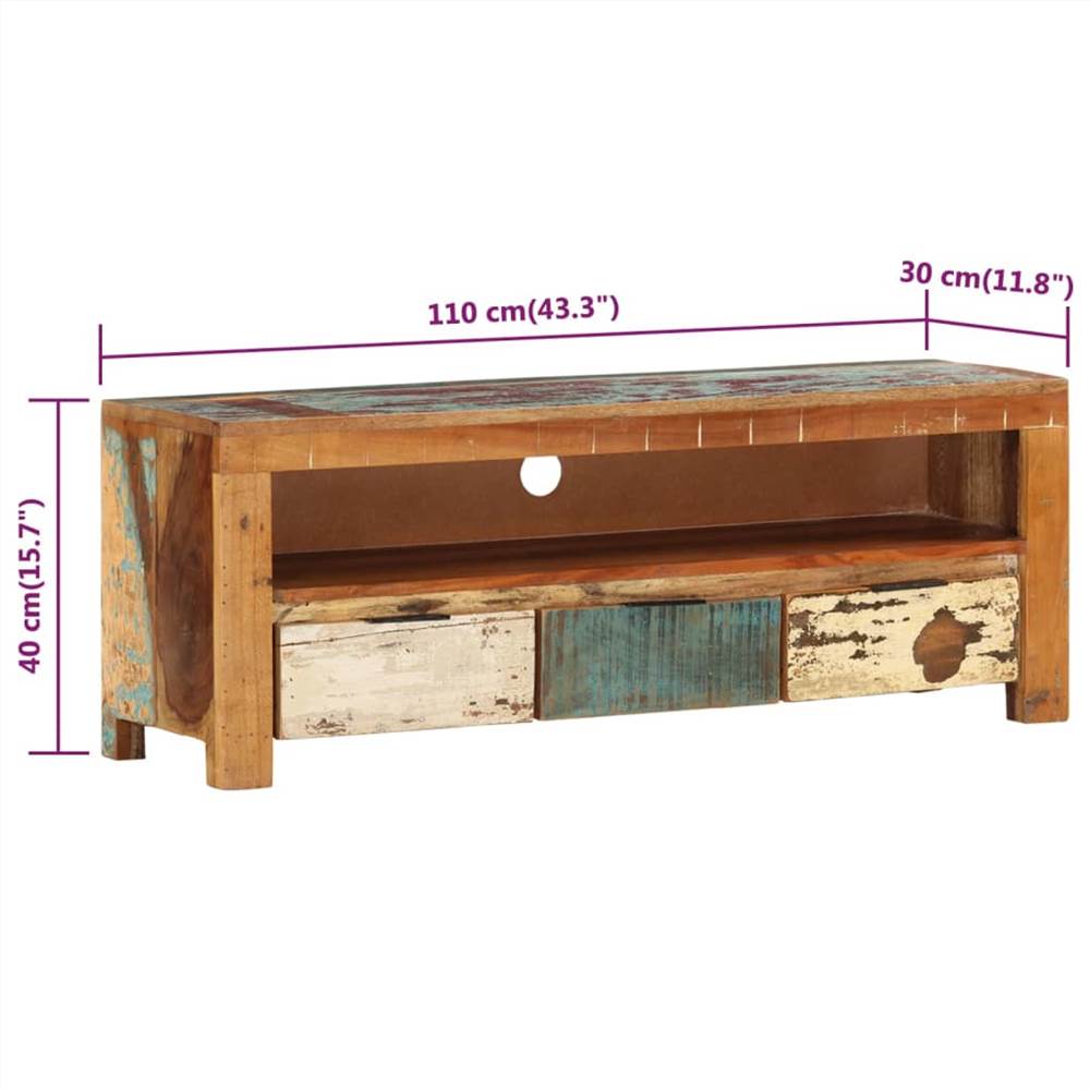 TV Cabinet 110x30x40 cm Solid Reclaimed Wood