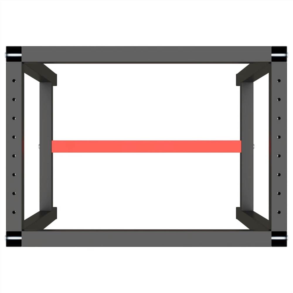 Work Bench Frame Matte Black and Matte Red 70x50x79 cm Metal