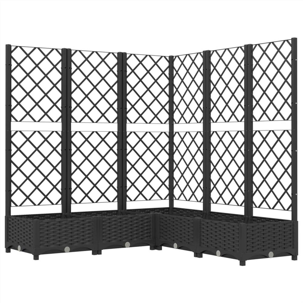 Garden Planter with Trellis Black 120x120x121.5 cm PP