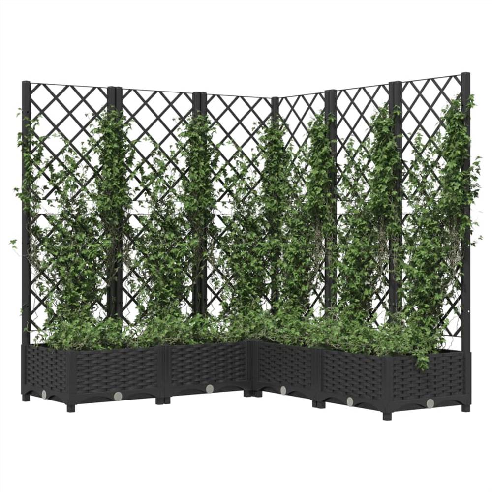 Garden Planter with Trellis Black 120x120x121.5 cm PP