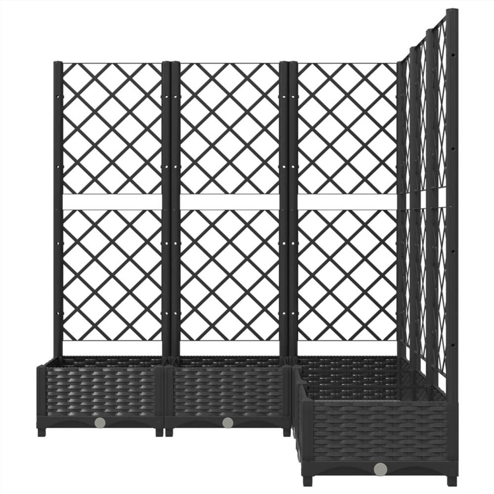 Garden Planter with Trellis Black 120x120x121.5 cm PP