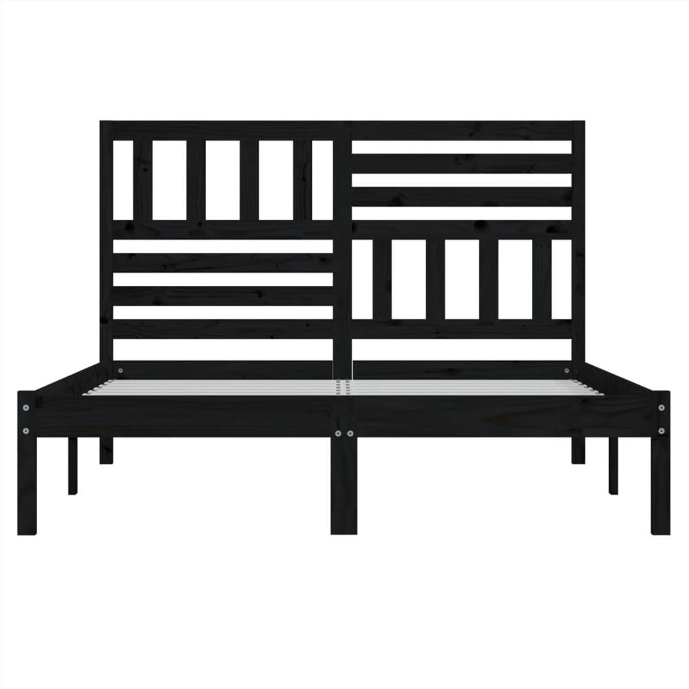 Bed Frame Black Solid Wood Pine 120x200 cm Small Double