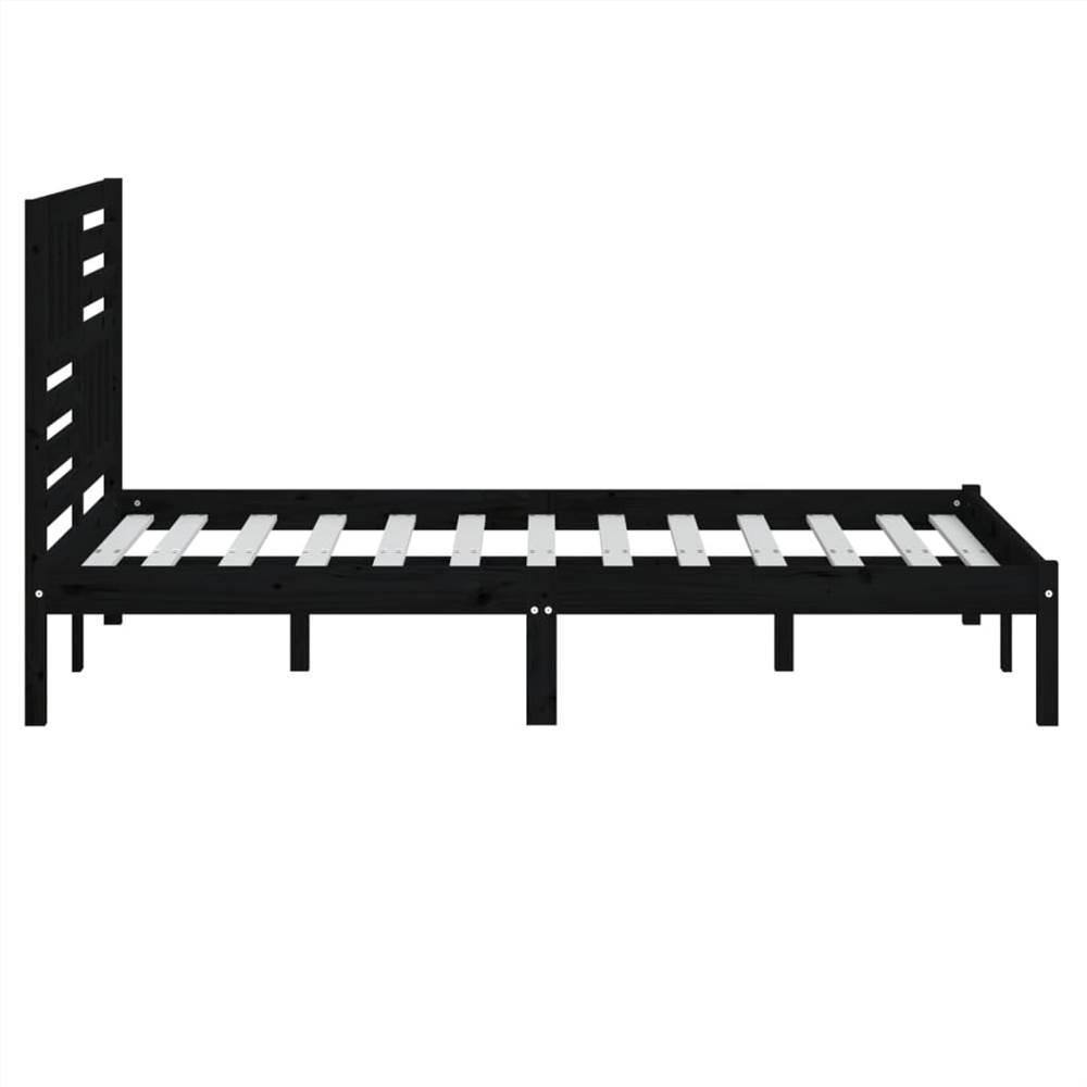 Bed Frame Black Solid Wood Pine 120x200 cm Small Double