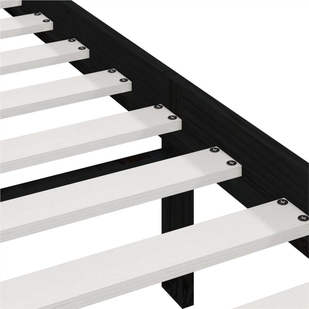 Bed Frame Black Solid Wood Pine 120x200 cm Small Double