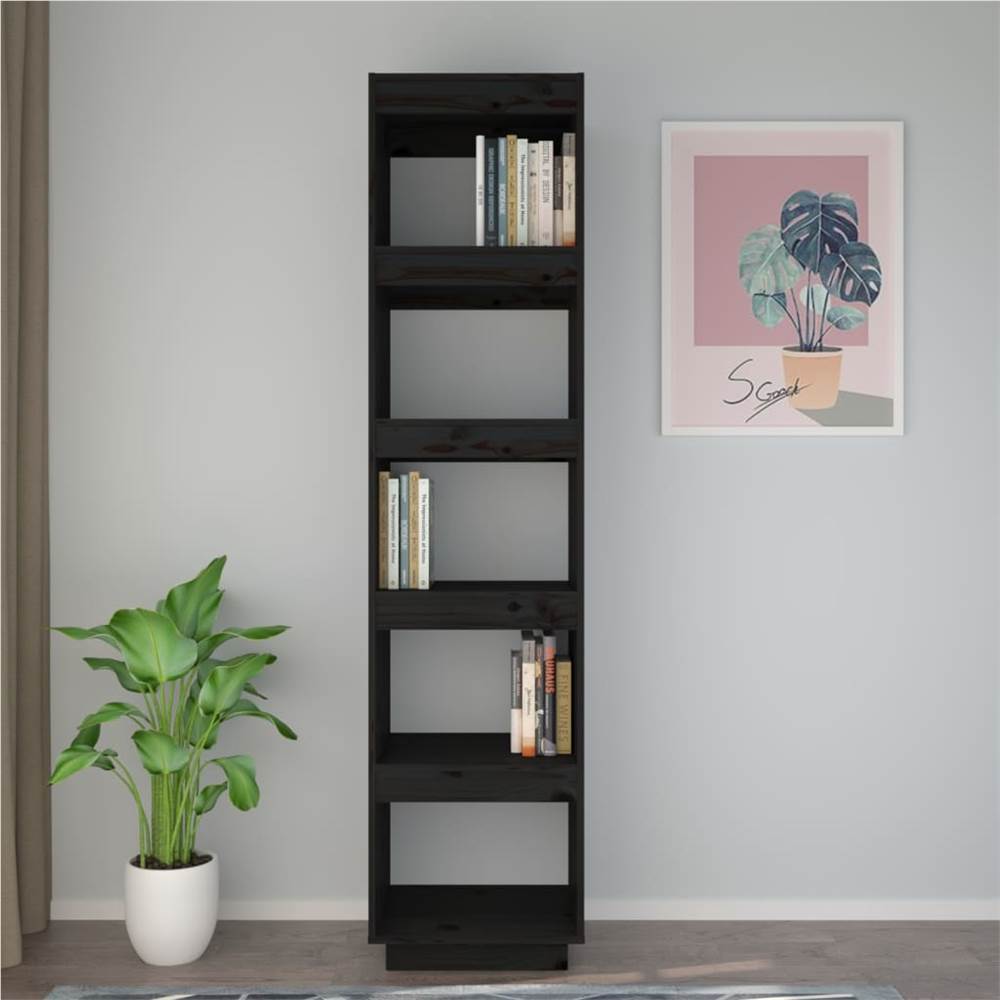Book Cabinet/Room Divider Black 40x35x167 cm Solid Wood Pine