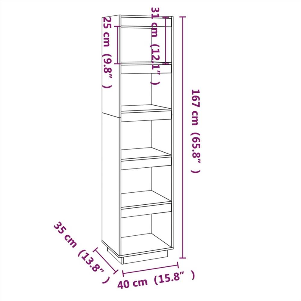 Book Cabinet/Room Divider Black 40x35x167 cm Solid Wood Pine