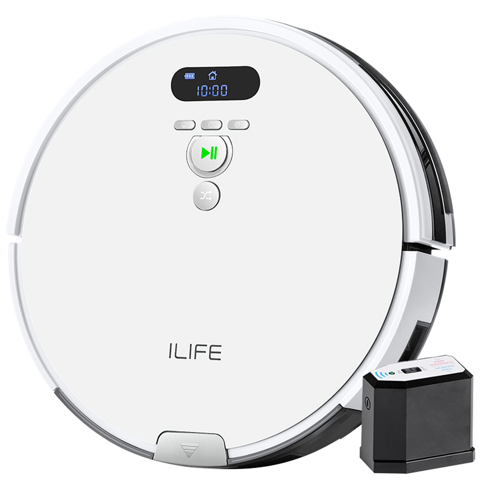 

ILIFE V8 Plus Robot Vacuum Cleaner 1000Pa Suction 2-in-1 Vacuuming and Mopping Gyroscope Navigation 2400mAh Battery 80Mins Run Time 750ml Large Dustbin 300ml Water Tank Auto Obstacle Avoidance - White