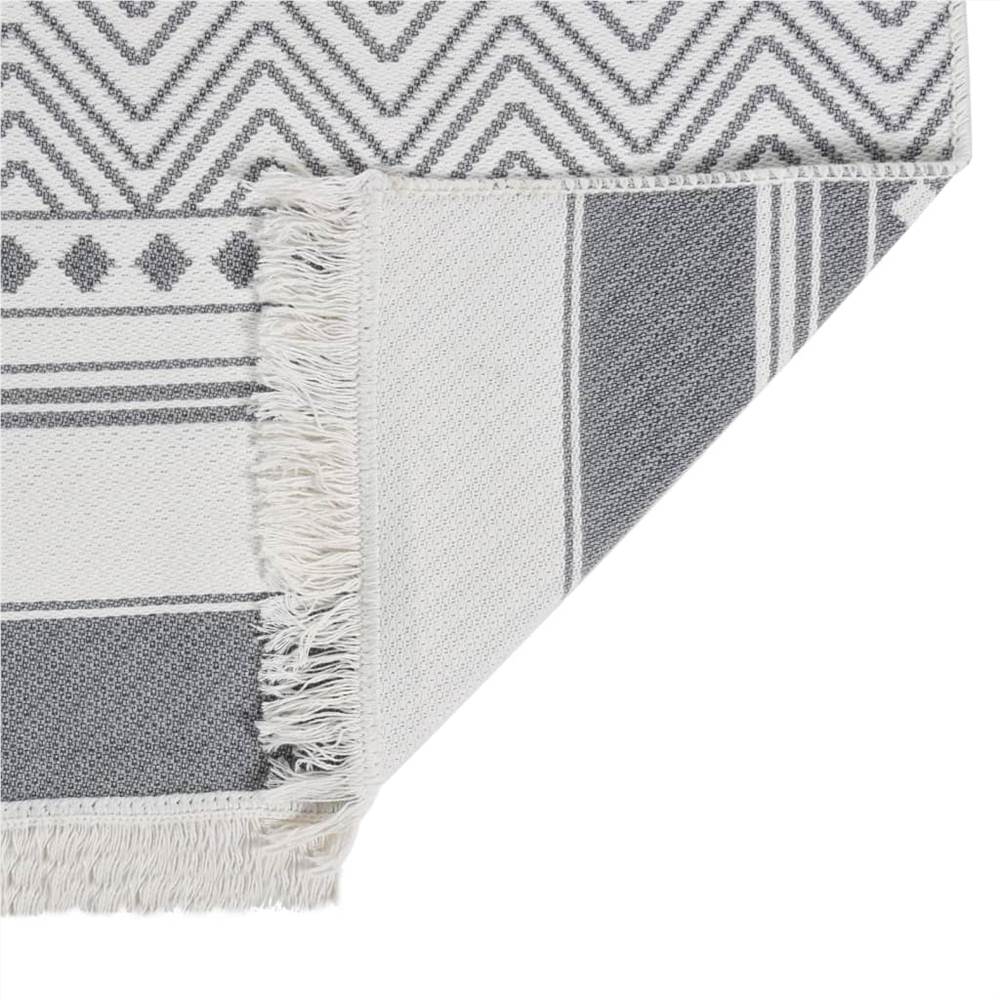 Rug Grey and White 100x200 cm Cotton