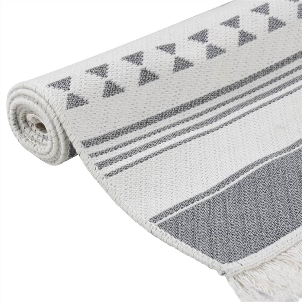 Rug Grey and White 100x200 cm Cotton