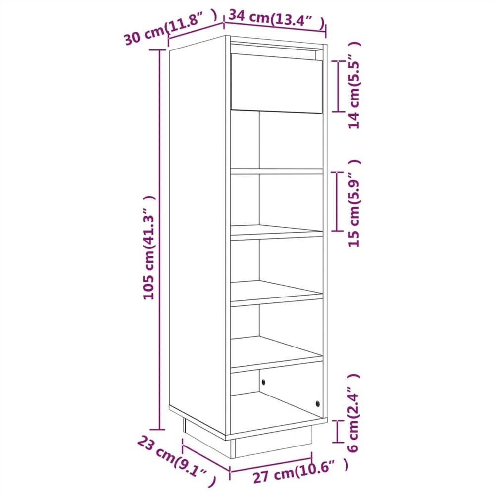 Shoe Cabinet Honey Brown 34x30x105 cm Solid Wood Pine