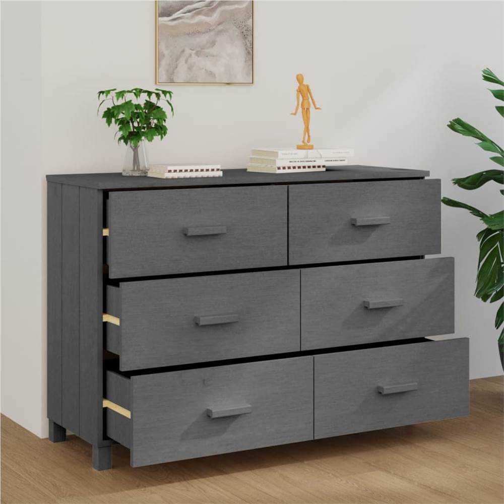 Sideboard Dark Grey 113x40x80 cm Solid Wood Pine