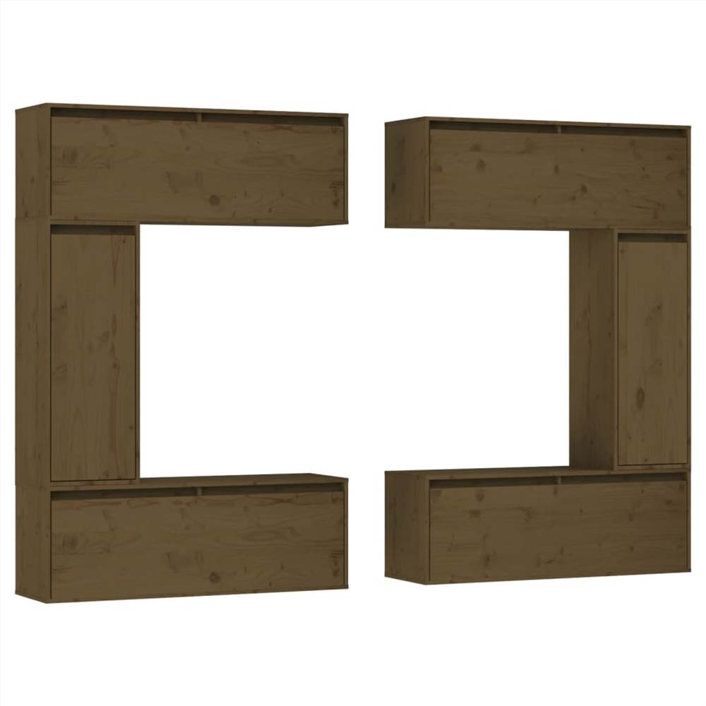 TV Cabinets 6 pcs Honey Brown Solid Wood Pine
