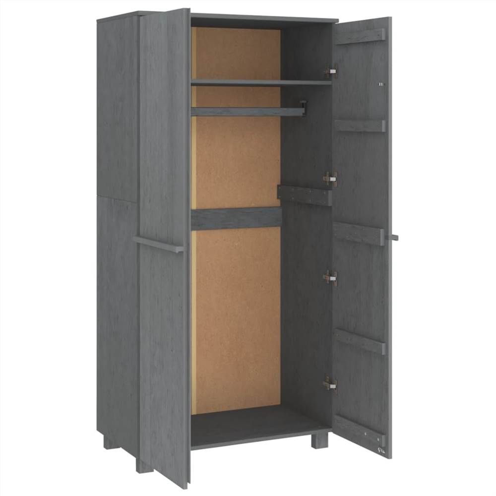 Wardrobe Dark Grey 89x50x180 cm Solid Wood Pine