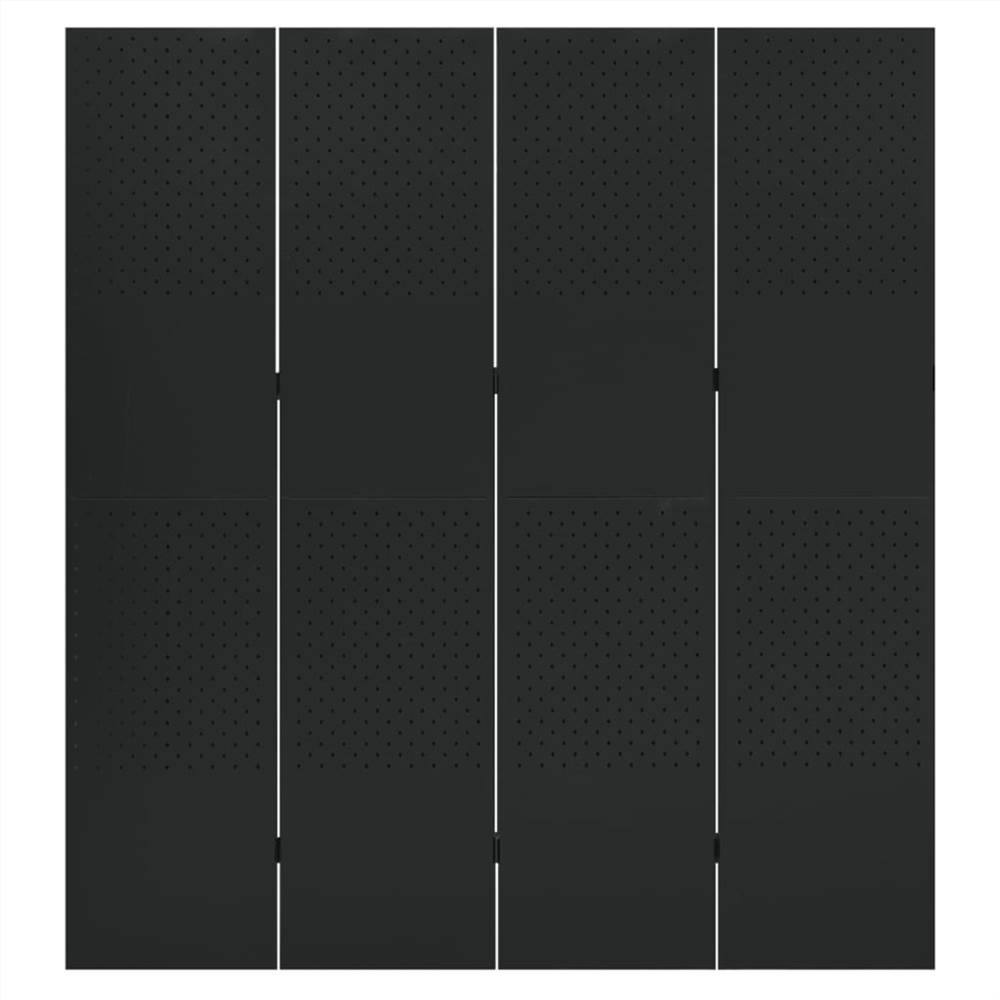 4-Panel Room Dividers 2 pcs Black 160x180 cm Steel