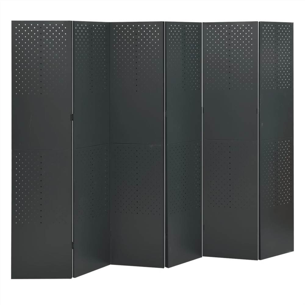 6-Panel Room Dividers 2 pcs Anthracite 240x180 cm Steel