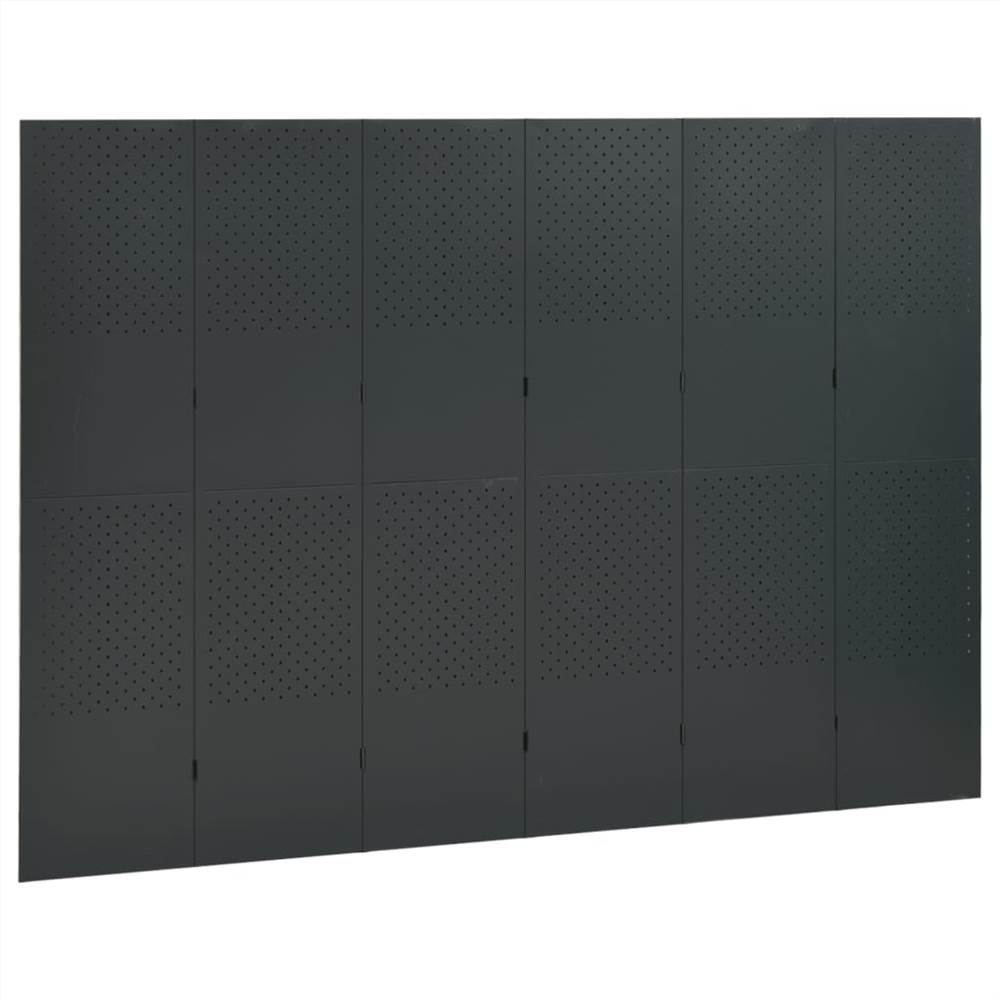 6-Panel Room Dividers 2 pcs Anthracite 240x180 cm Steel