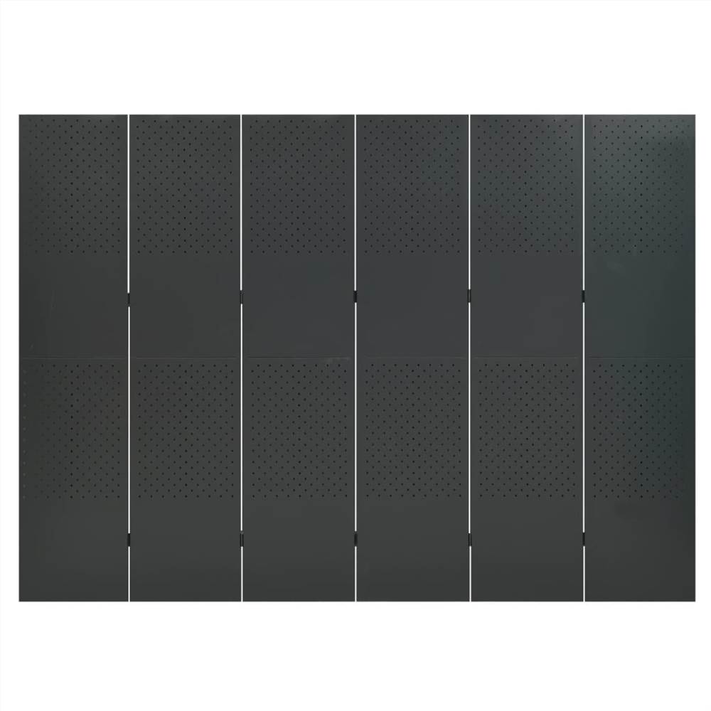 6-Panel Room Dividers 2 pcs Anthracite 240x180 cm Steel