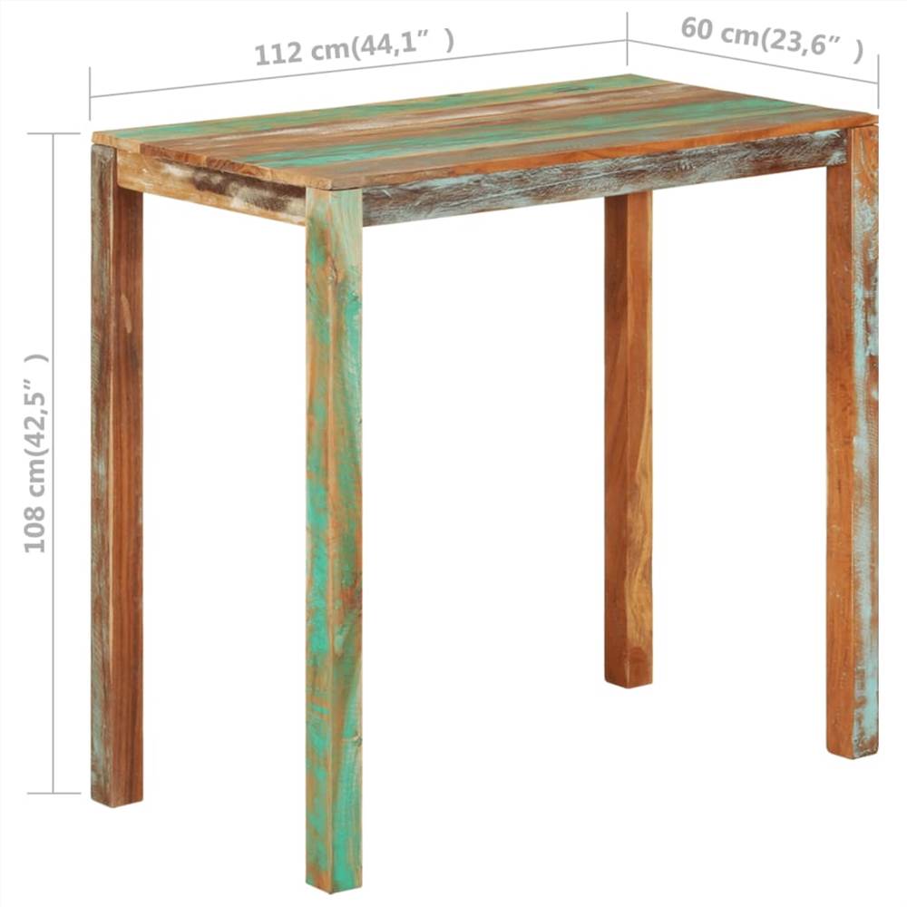 Bar Table 112x60x108 cm Solid Reclaimed Wood