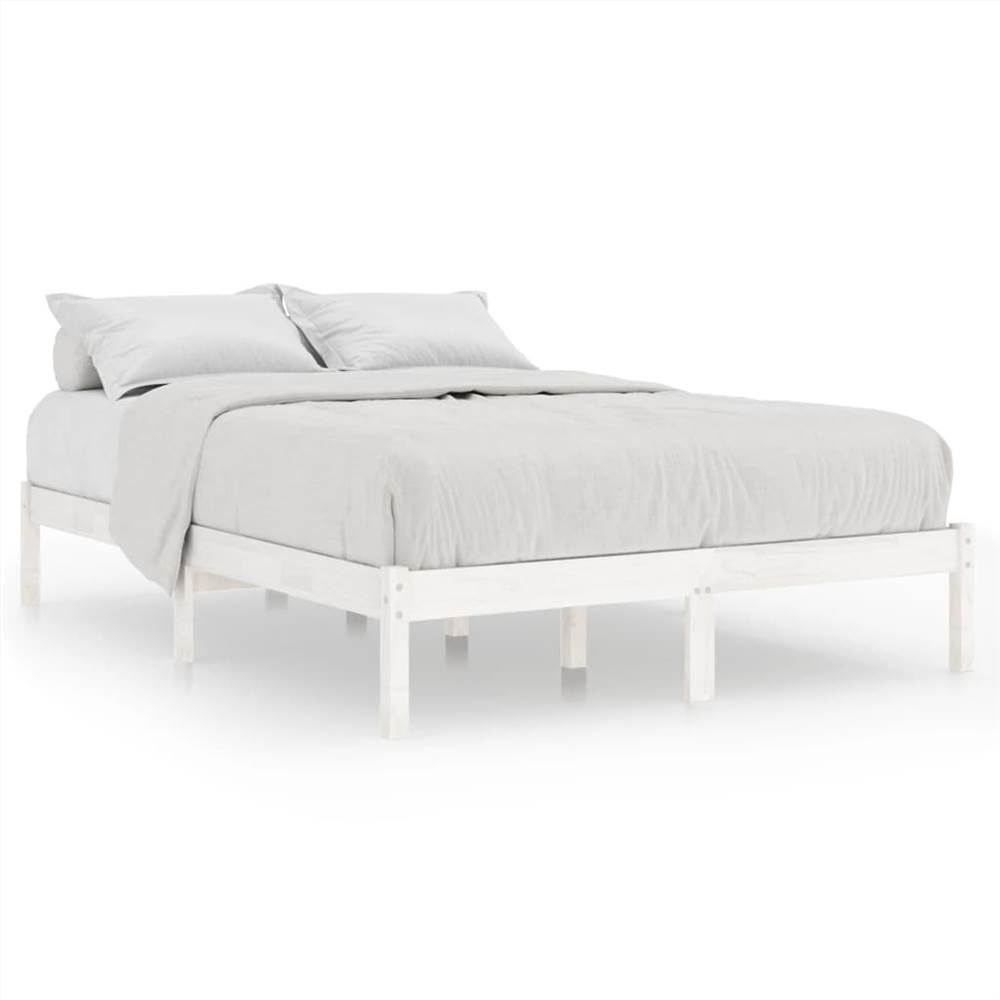Bed Frame White Solid Pinewood 160x200 cm