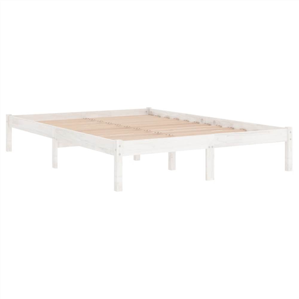 Bed Frame White Solid Pinewood 160x200 cm