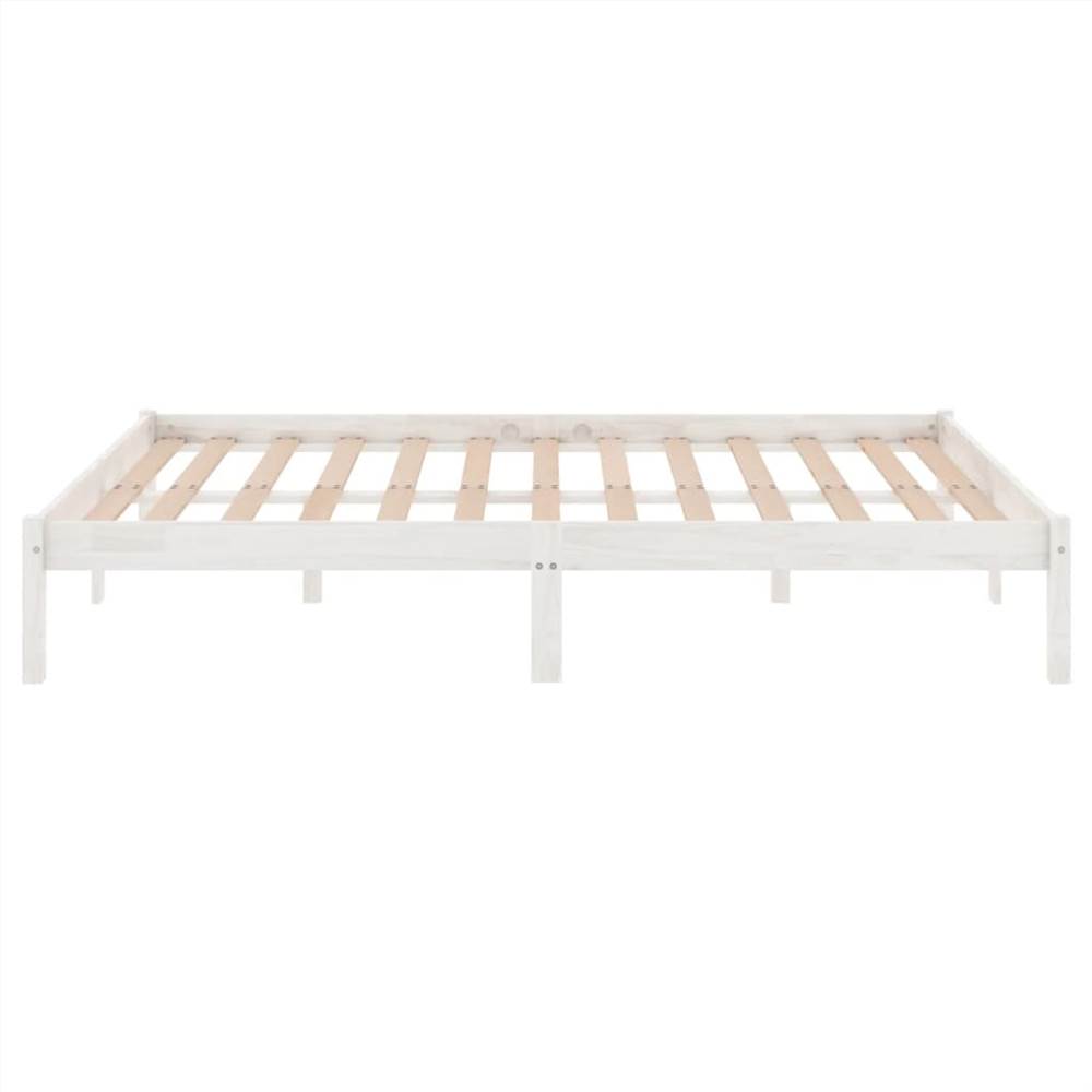 Bed Frame White Solid Pinewood 160x200 cm