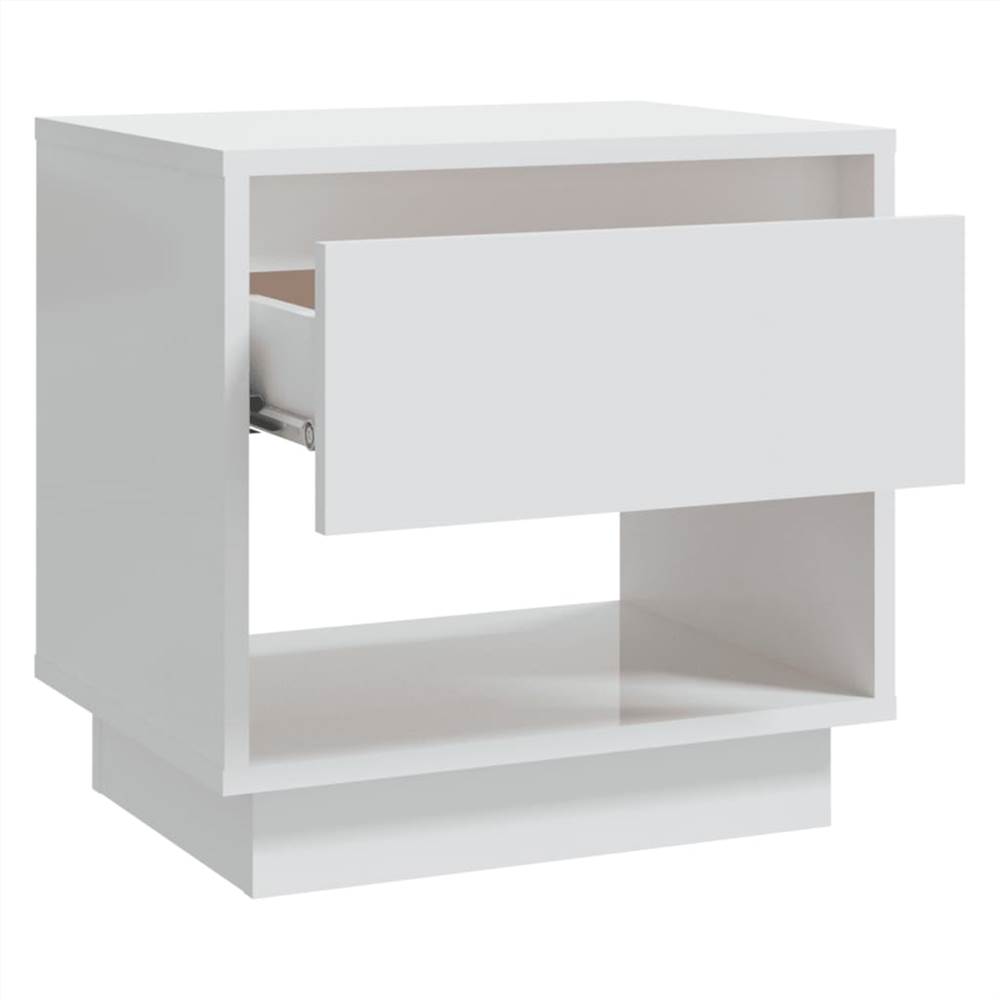Bedside Cabinet High Gloss White 45x34x44 cm Chipboard