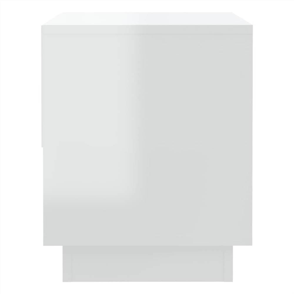 Bedside Cabinet High Gloss White 45x34x44 cm Chipboard
