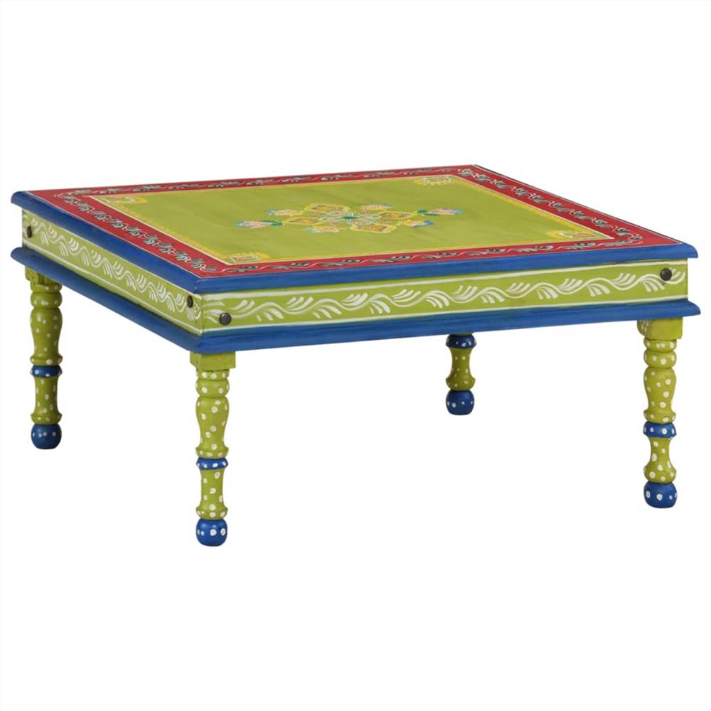 Coffee Table Solid Wood Mango Green Hand Painted