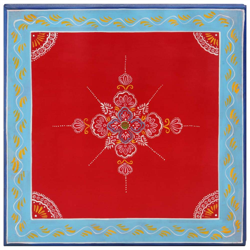 Coffee Table Solid Wood Mango Red Hand Painted