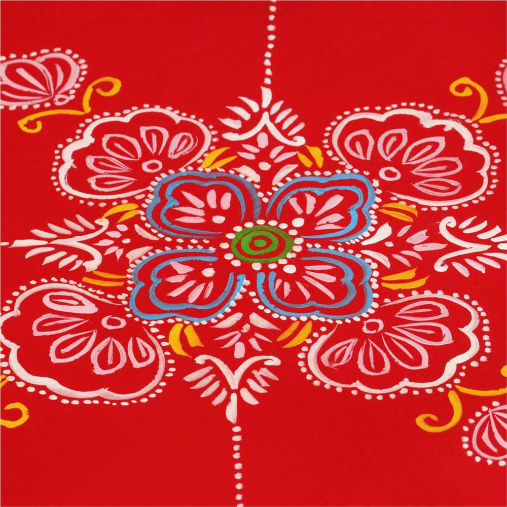 Coffee Table Solid Wood Mango Red Hand Painted