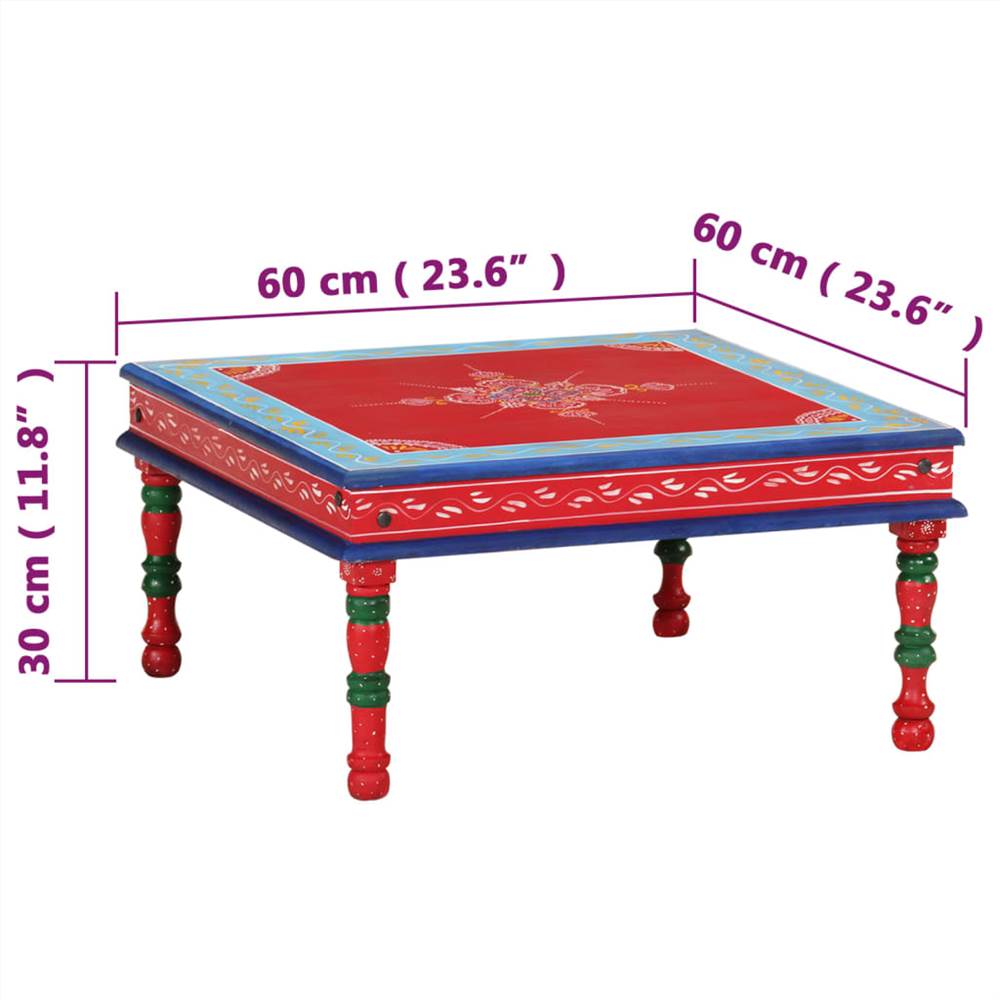Coffee Table Solid Wood Mango Red Hand Painted