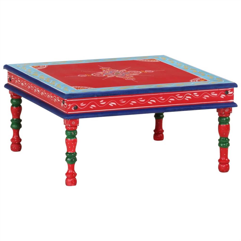Coffee Table Solid Wood Mango Red Hand Painted