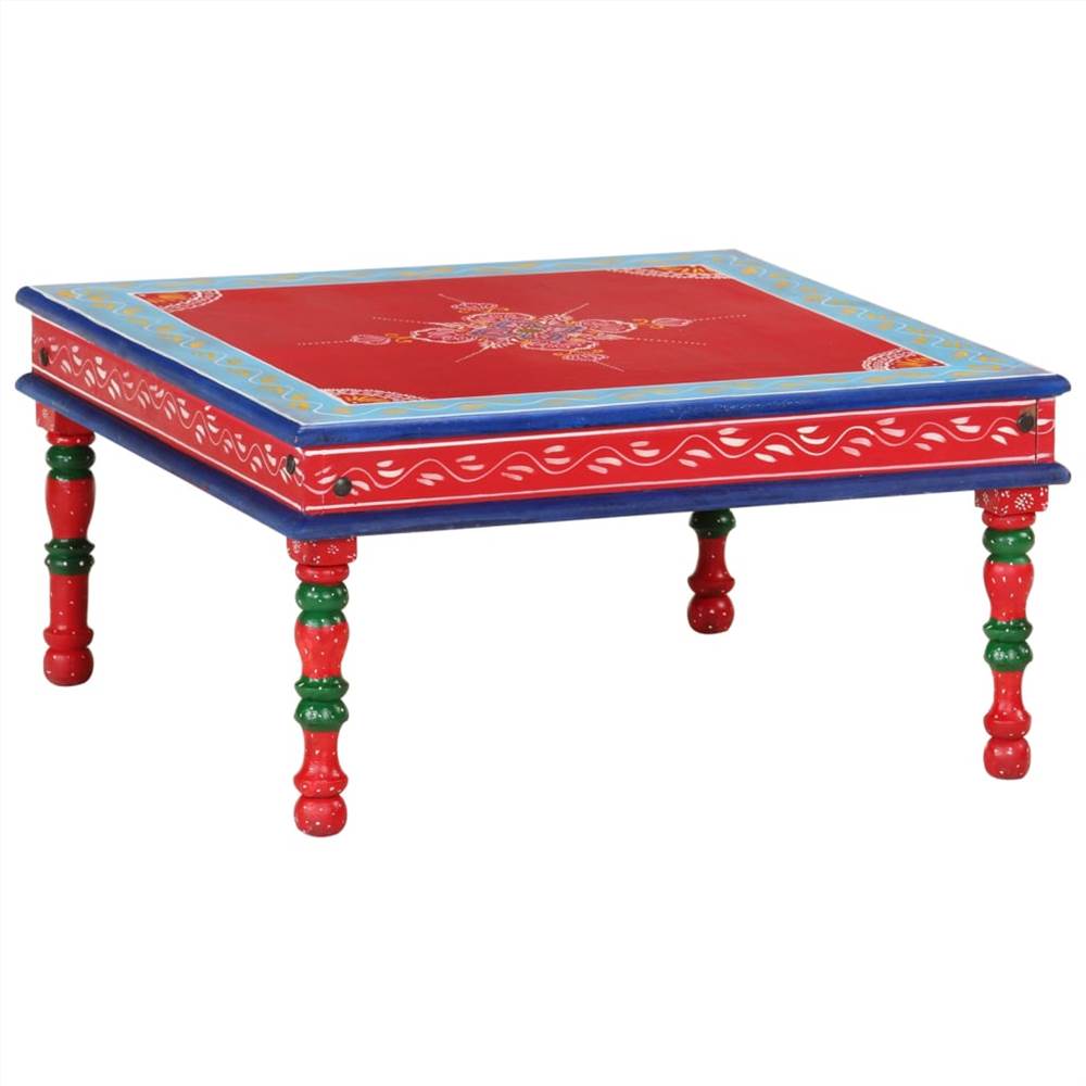 Coffee Table Solid Wood Mango Red Hand Painted