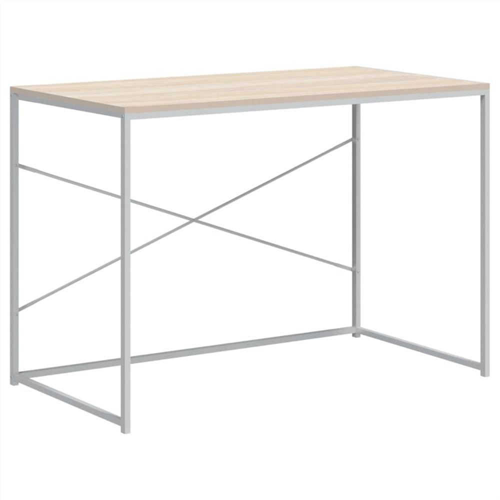 Computer Desk White and Oak 110x60x70 cm Chipboard
