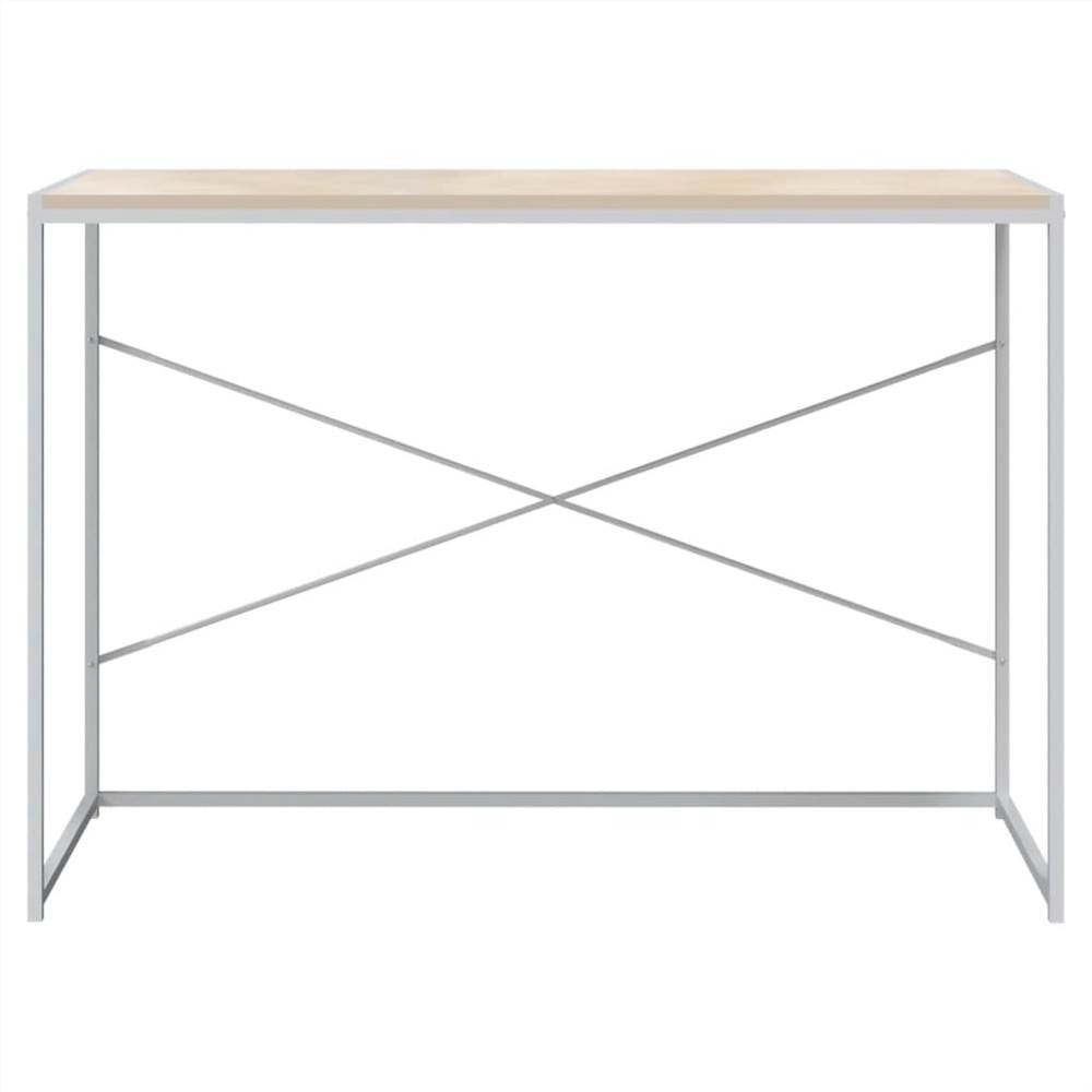Computer Desk White and Oak 110x60x70 cm Chipboard
