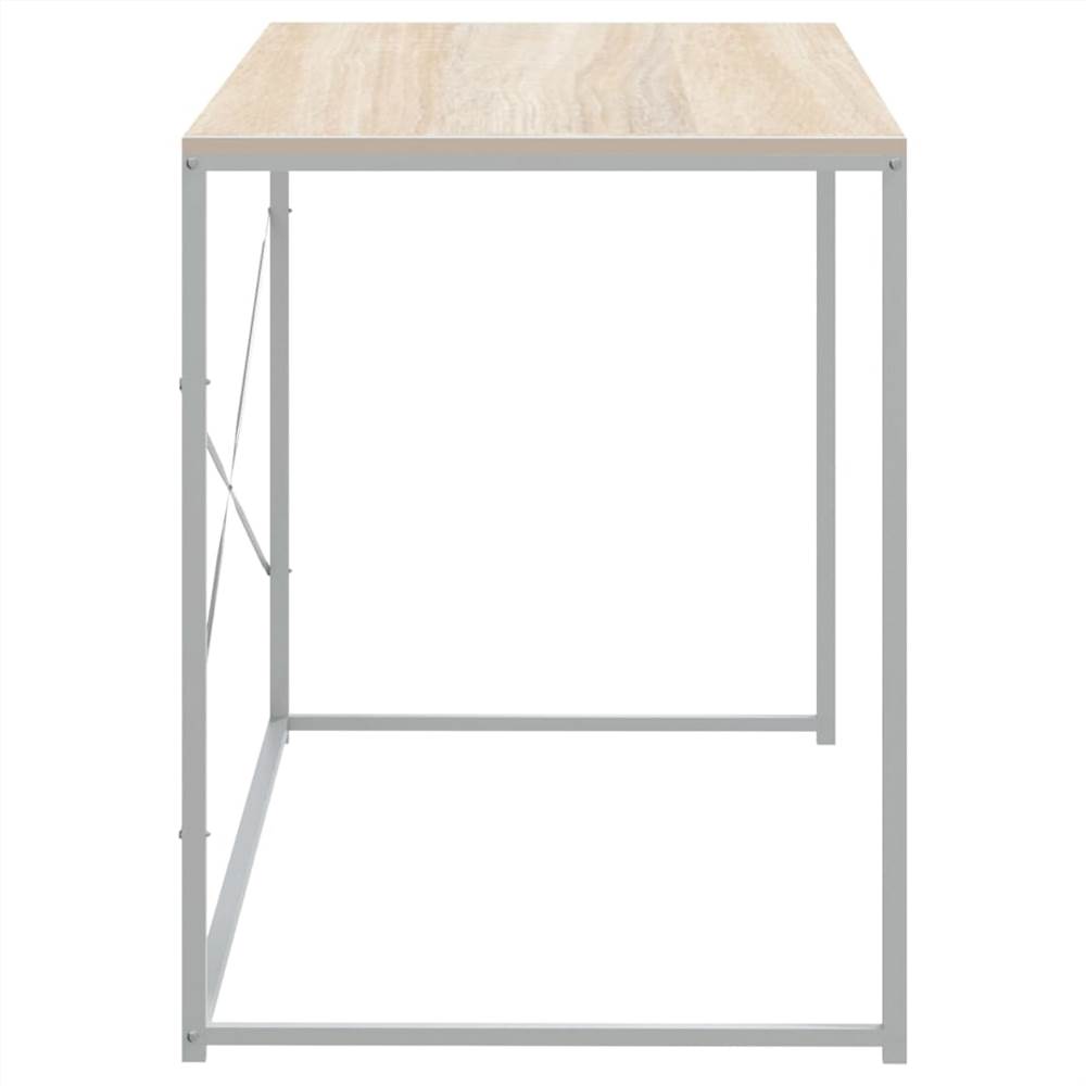 Computer Desk White and Oak 110x60x70 cm Chipboard