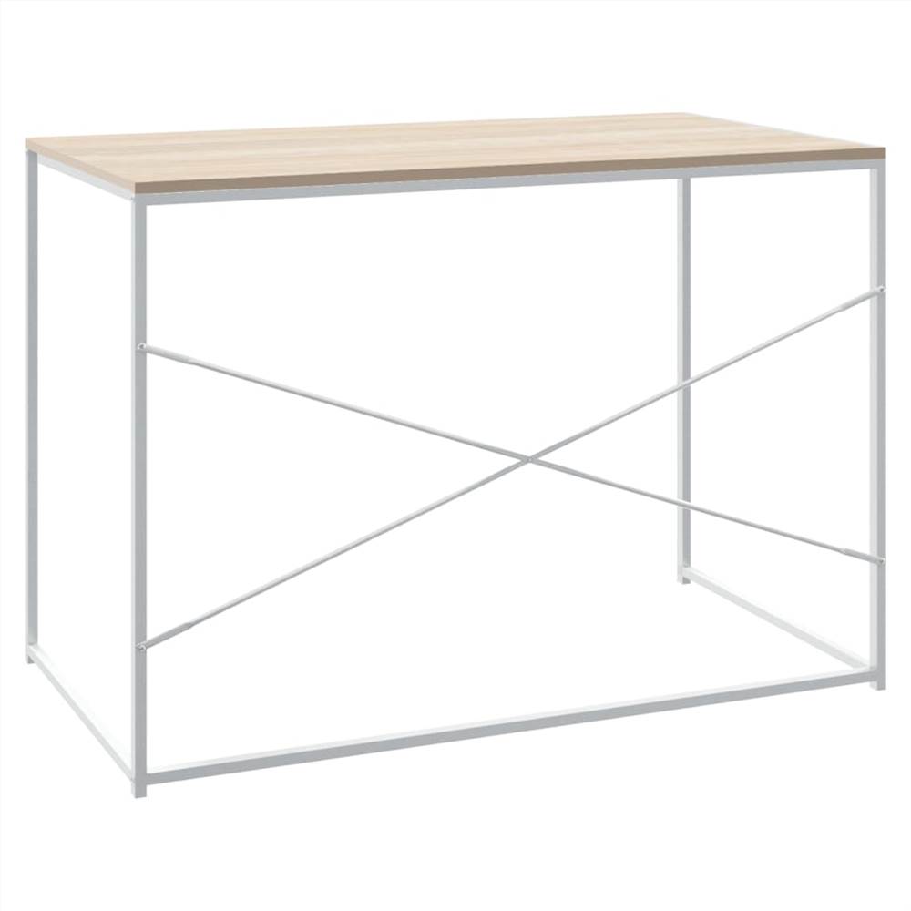Computer Desk White and Oak 110x60x70 cm Chipboard