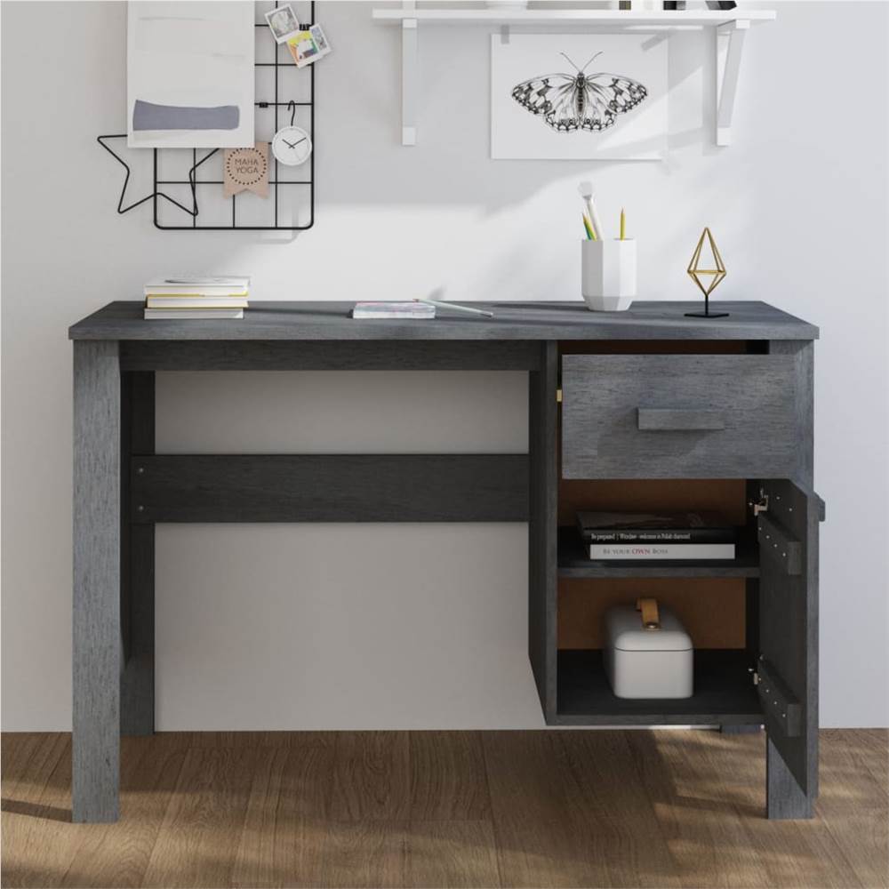 Desk Dark Grey 113x50x75 cm Solid Wood Pine