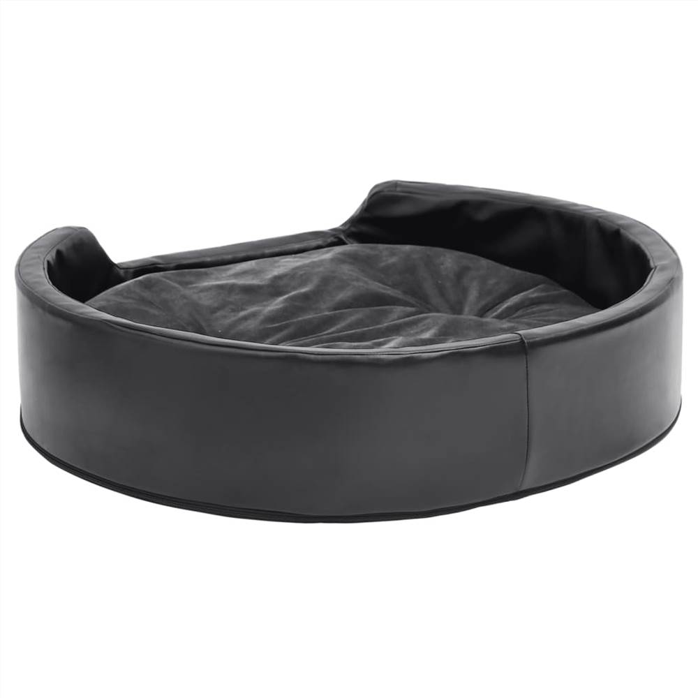 Dog Bed Black and Dark Grey 79x70x19 cm Plush and Faux Leather