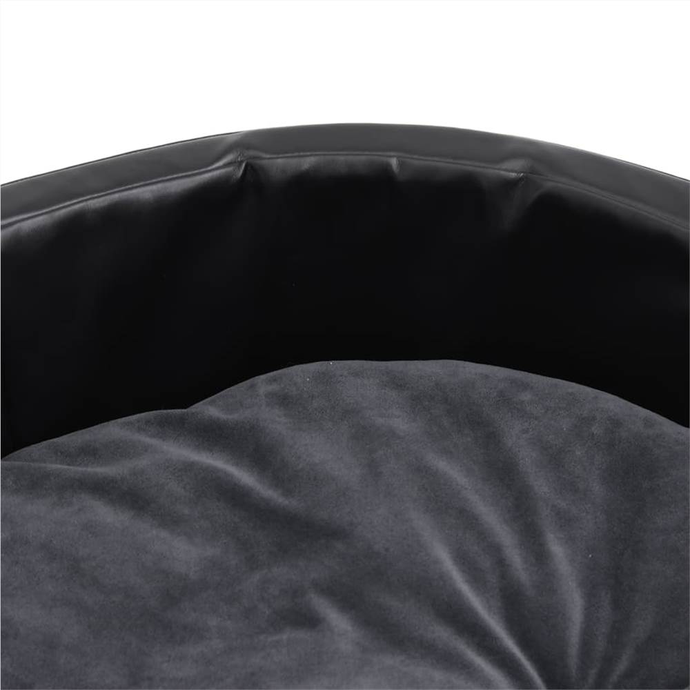 Dog Bed Black and Dark Grey 79x70x19 cm Plush and Faux Leather
