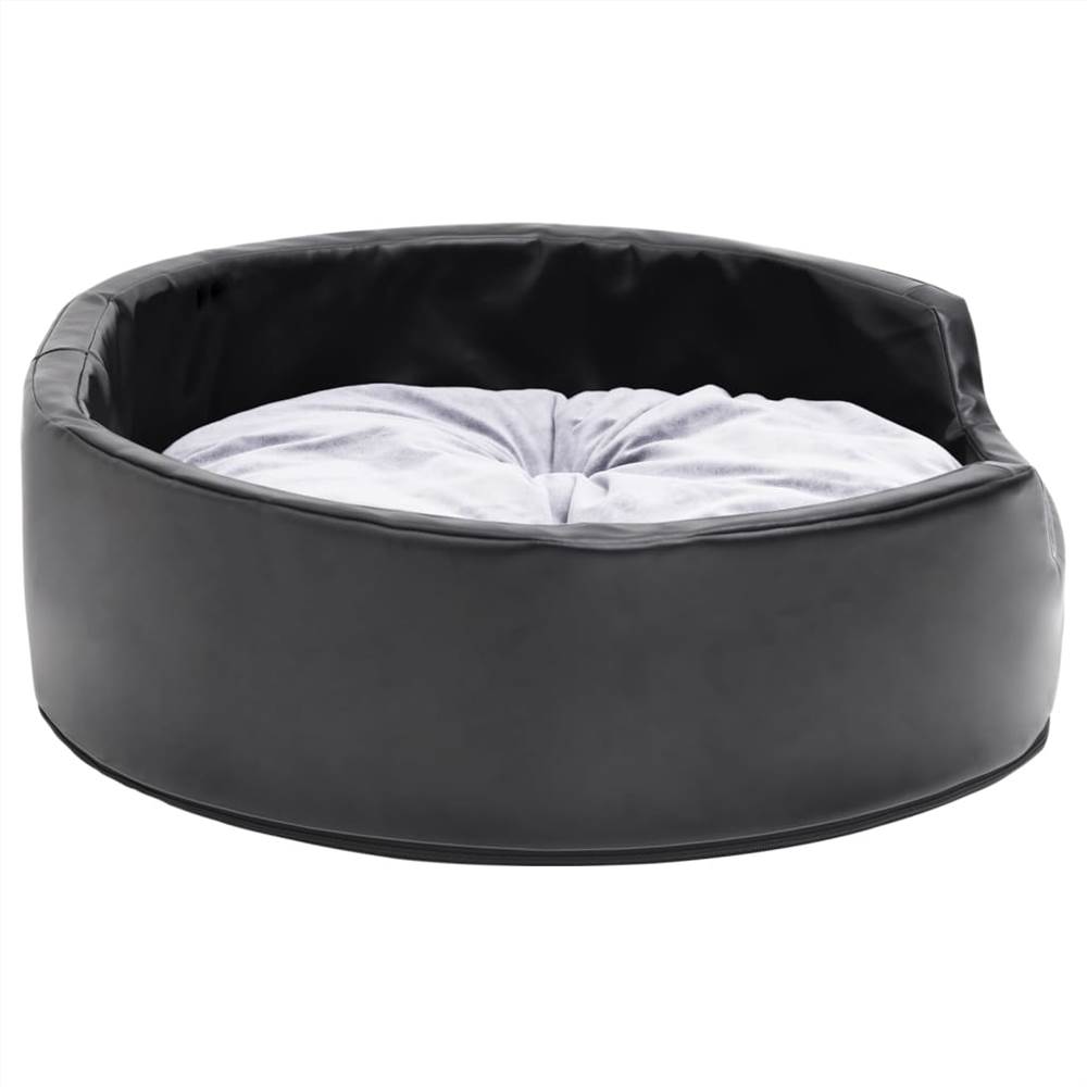 Dog Bed Black and Grey 69x59x19 cm Plush and Faux Leather